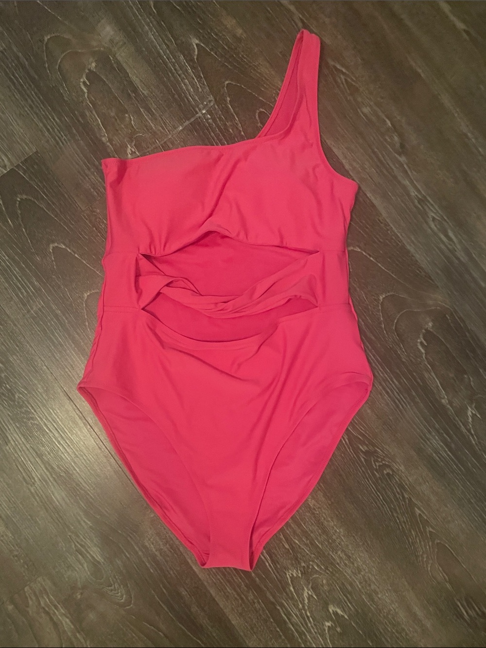 Old Navy One-Shoulder Pink Ruched One-Piece Swimsuit